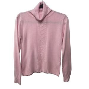 Dressbarn Pastel Pink Turtleneck Knit Pullover Sweater Med Petite Light Academia